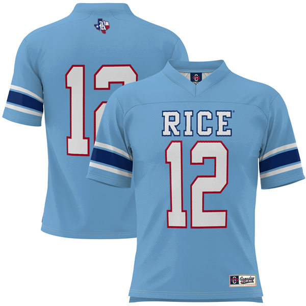 Mens Youth Rice Owls Custom Blue College Football Game Jersey