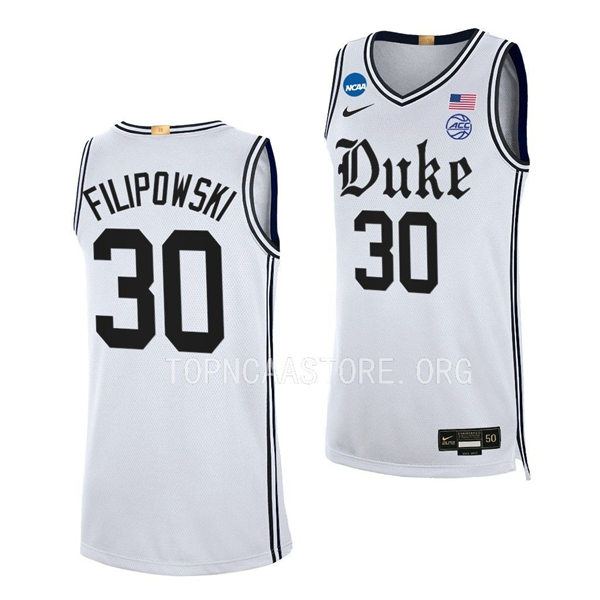 Mens Youth Duke Blue Devils #30 Kyle Filipowski White Brotherhood uniform Jersey