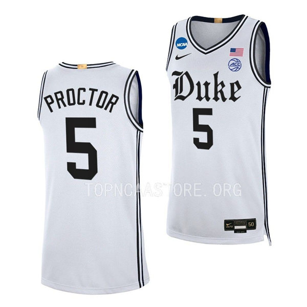 Mens Youth Duke Blue Devils #5 Tyrese Proctor White Brotherhood uniform Jersey