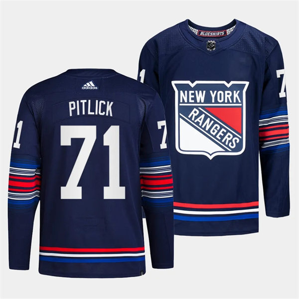 Mens New York Rangers #71 Tyler Pitlick 2023-24 Navy Alternate Premier Jersey