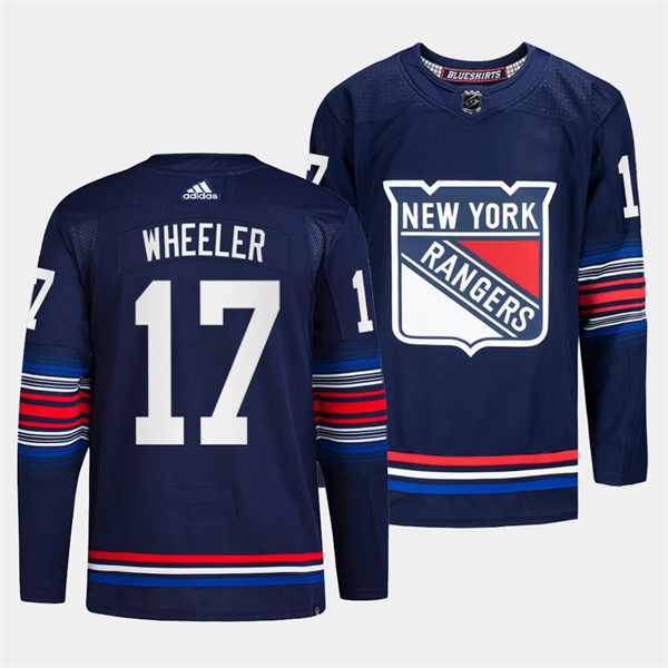 Mens New York Rangers #17 Blake Wheeler 2023-24 Navy Alternate Premier Jersey