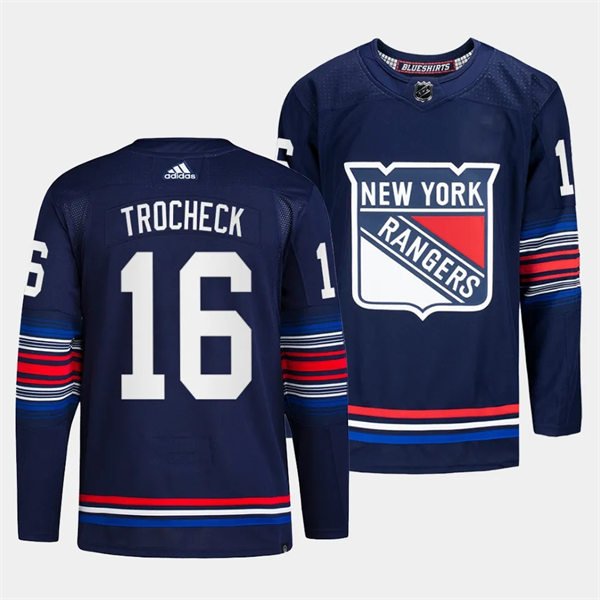 Mens New York Rangers #16 Vincent Trocheck 2023-24 Navy Alternate Premier Jersey