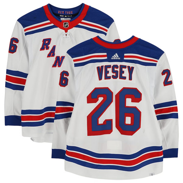 Mens New York Rangers #26 Jimmy Vesey Adidas White Away Jersey
