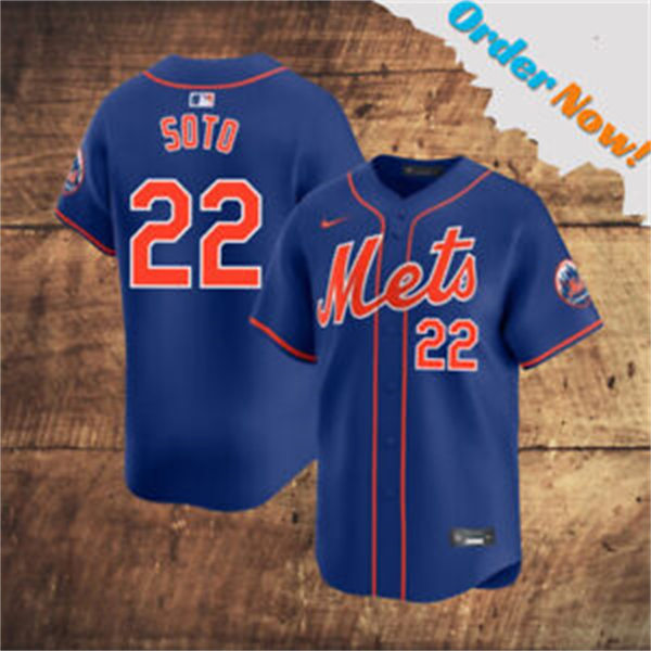 Youth New York Mets #22 Juan Soto Nike Royal Orange Alternate Limited Player Jersey