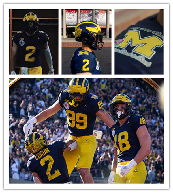 Men's Youth Michigan Wolverines Custom F.U.S.E. 2024 ROSE BOWL UNIFORM Football Game Jersey Navy