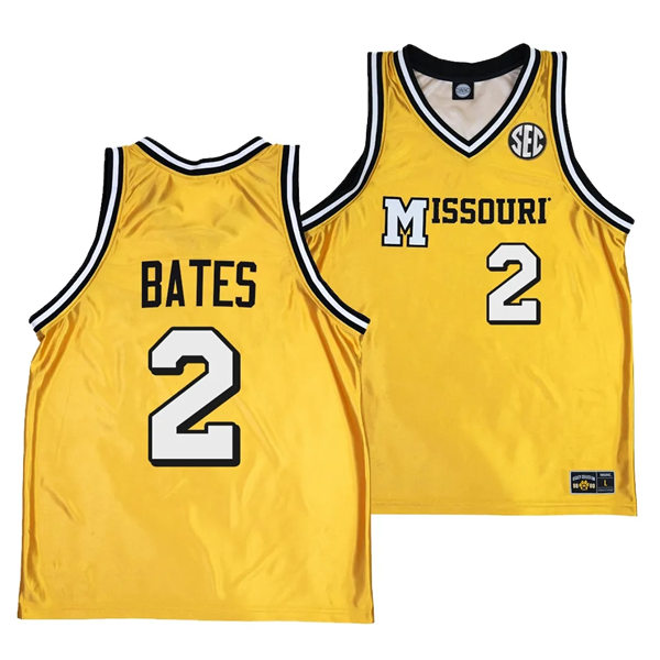 Mens Youth Missouri Tigers #2 Tamar Bates Gold 1990's Throwback Basketball Jersey