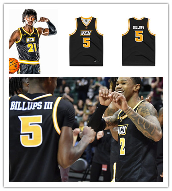 Mens Youth VCU Rams Custom Black College Basketball Game Jersey 