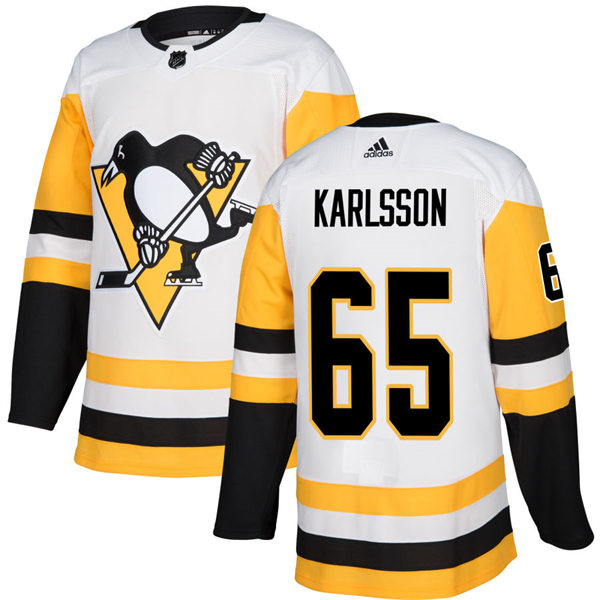 Mens Pittsburgh Penguins #65 Erik Karlsson adidas Away White Player Jersey