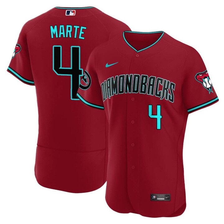 Mens Youth Arizona Diamondbacks #4 Ketel Marte Nike 2024 Crimson Alternate Vapor Premier Elite Jersey