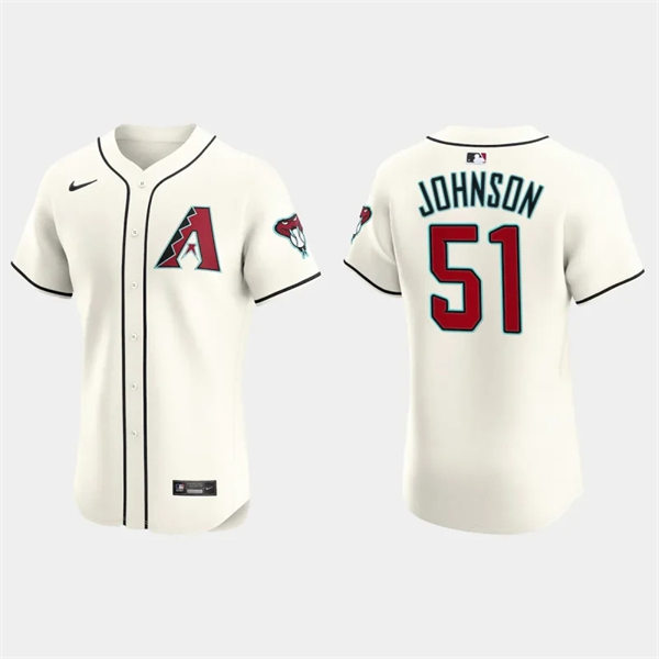 Mens Youth Arizona Diamondbacks Retired Player #51 Randy Johnson Nike 2024 Home Cream Vapor Premier Elite Jersey