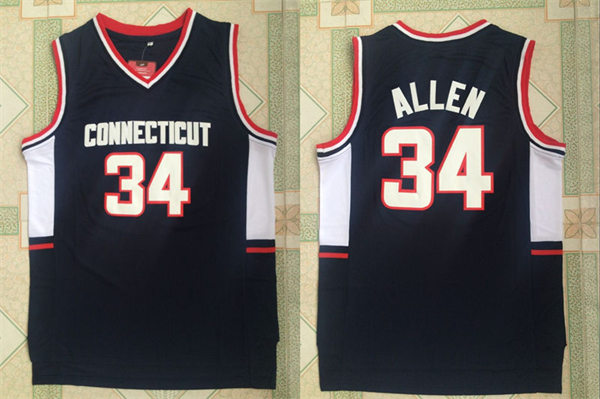 Mens UConn Huskies #34 Ray Allen Navy Retro Connecticut College Basketball Jersey