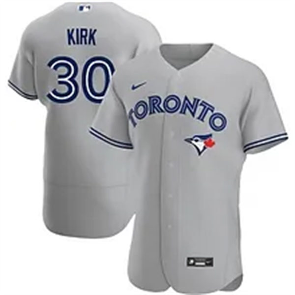 Mens Toronto Blue Jays #30 Alejandro Kirk Road Gray Vapor Premier Elite Jersey