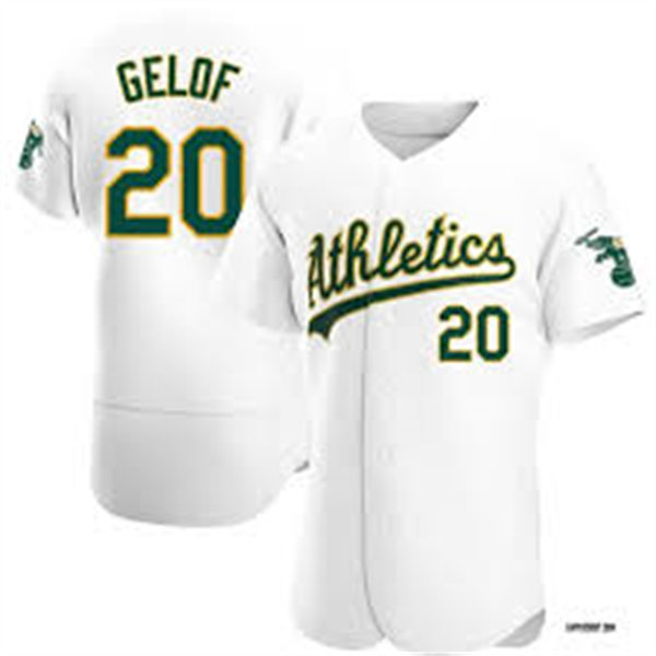 Mens Oakland Athletics #20 Zack Gelof Nike White Home Vapor Premier Elite Jersey
