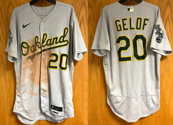 Mens Oakland Athletics #20 Zack Gelof Nike Road Gray Vapor Premier Elite Jersey