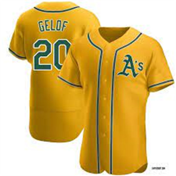 Mens Oakland Athletics #20 Zack Gelof Nike Gold Alternate Vapor Premier Elite Jersey