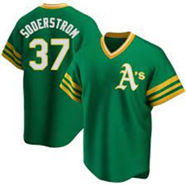 Men's Oakland Athletics #37 Tyler Soderstrom Nike Green Pullover Cooperstown Jersey