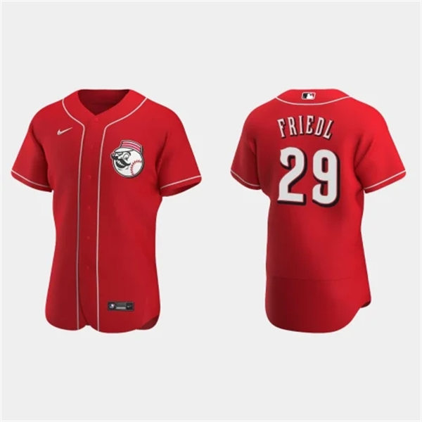 Mens Cincinnati Reds #29 TJ Friedl Nike Scarlet Alternate Logo Vapor Premier Elite Jersey
