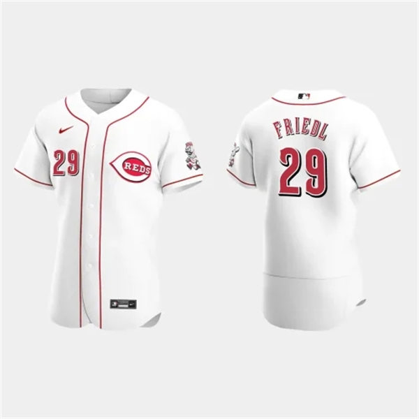 Mens Cincinnati Reds #29 TJ Friedl Nike White Home Vapor Premier Elite Jersey