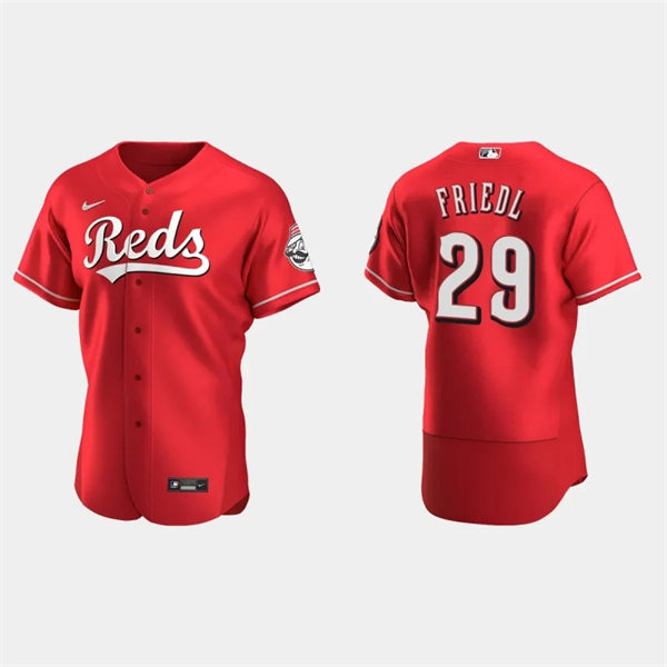 Mens Cincinnati Reds #29 TJ Friedl Nike Scarlet Alternate Reds Vapor Premier Elite Jersey