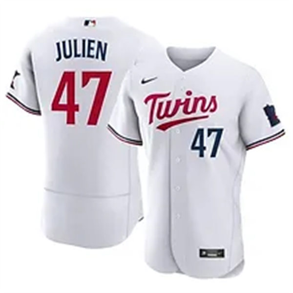 Mens Minnesota Twins #47 Edouard Julien Nike White Home Vapor Premier Elite Jersey