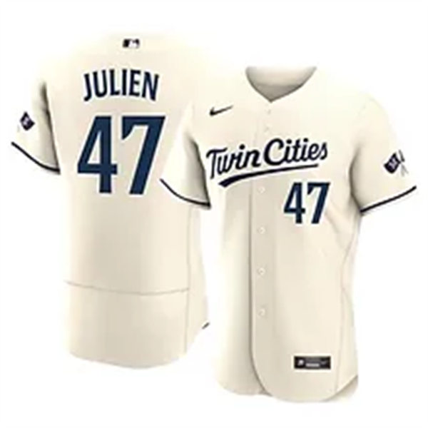 Mens Minnesota Twins #47 Edouard Julien Nike  Cream Alternate Vapor Premier Elite Jersey