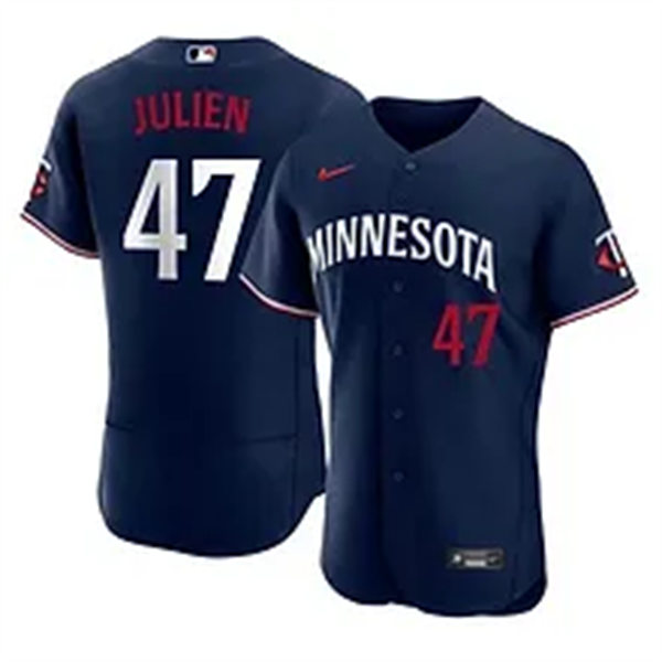 Mens Minnesota Twins #47 Edouard Julien Nike Navy Alternate Vapor Premier Elite Jersey