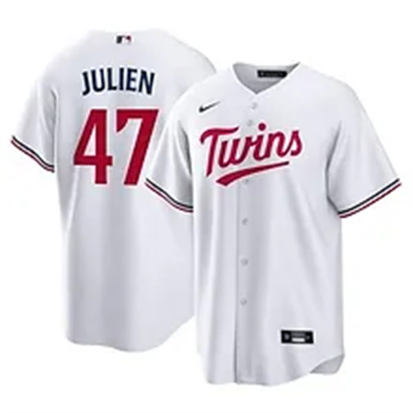 Mens Minnesota Twins #47 Edouard Julien Nike White Home Limited Jersey