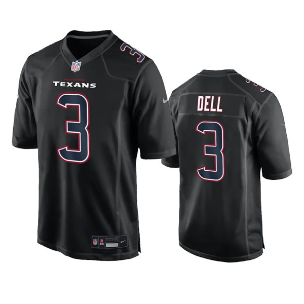 Men's Houston Texans #3 Tank Dell Black Fashion Game Jersey