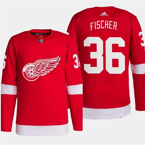 Men's Detroit Red Wings #36 Christian Fischer Adidas Home Red Player Jersey