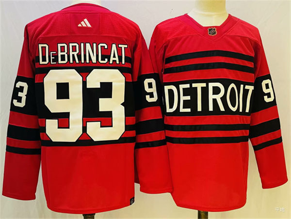 Men's Detroit Red Wings #93 Alex DeBrincat Red 2022 Reverse Retro Primegreen Jersey