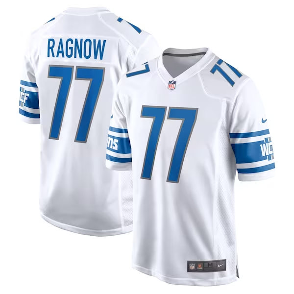 Mens Detroit Lions #77 Frank Ragnow Nike 2023 White Vapor F.U.S.E. Limited Jersey