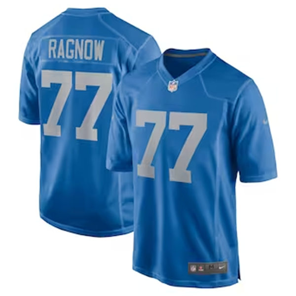 Mens Detroit Lions #77 Frank Ragnow Nike Blue Alternate Retro Jersey