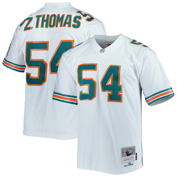 Mens Miami Dolphins #54 Zach Thomas Mitchell & Ness 1996 Legacy Throwback Jersey - White