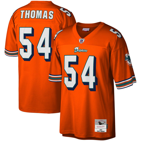 Mens Miami Dolphins #54 Zach Thomas Mitchell & Ness 2004 Legacy Throwback Jersey - Orange