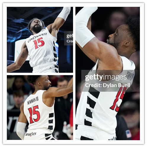 Mens Youth Cincinnati Bearcats #15 John Newman III 2023-24 White XII College Basketball Game Jersey
