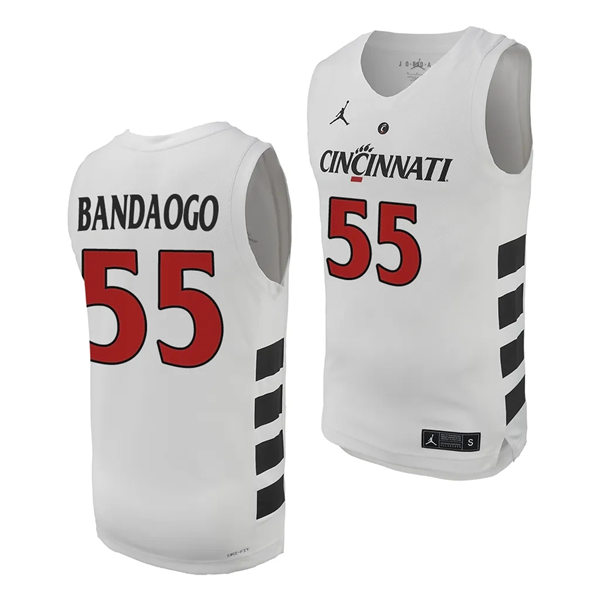 Mens Youth Cincinnati Bearcats #55 Aziz Bandaogo 2023-24 White XII College Basketball Game Jersey