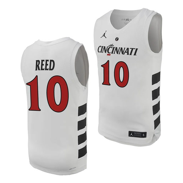 Mens Youth Cincinnati Bearcats #10 Josh Reed 2023-24 White XII College Basketball Game Jersey