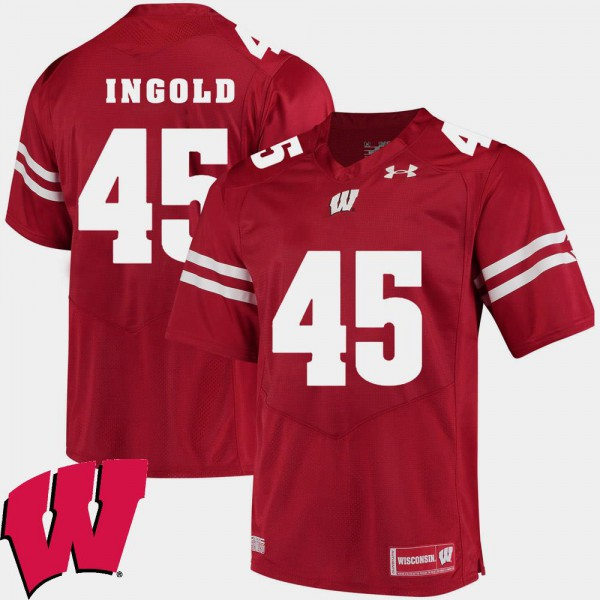 Mens Youth Wisconsin Badgers #45 Alec Ingold Red College Football Game Jersey
