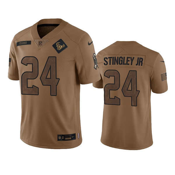 Men's Houston Texans #24 Derek Stingley Jr. Brown 2023 Salute To Service Limited Jersey