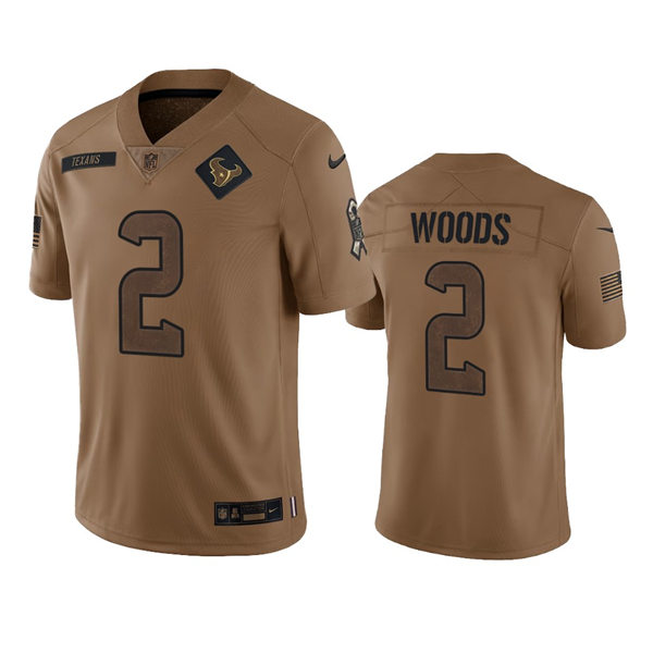 Men's Houston Texans #2 Robert Woods Brown 2023 Salute To Service Limited Jersey