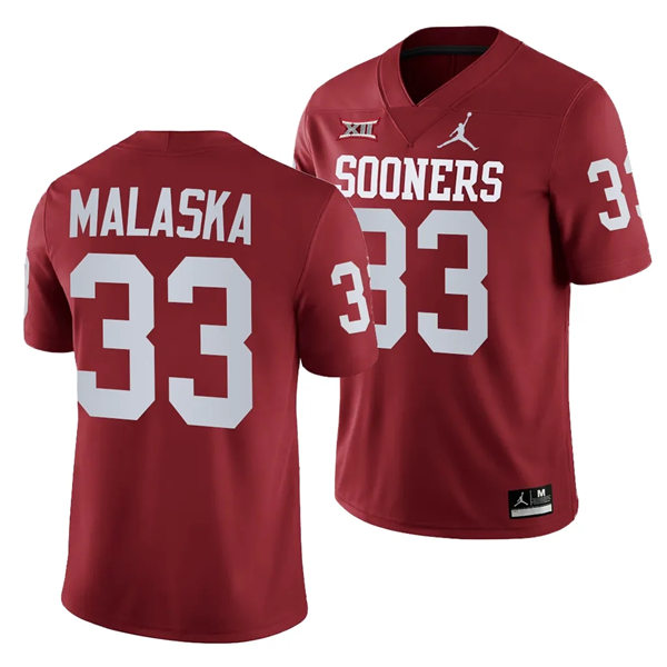 Mens Oklahoma Sooners #33 Jocelyn Malaska College Football Game Jersey Crimson