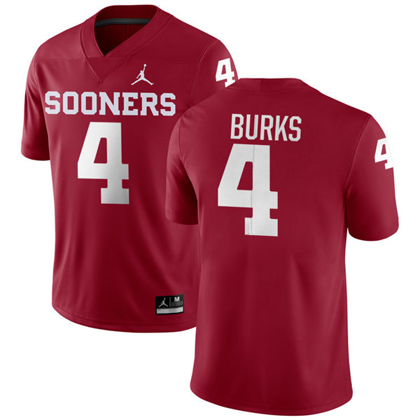 Mens Oklahoma Sooners #4 Deion Burks College Football Game Jersey Crimson