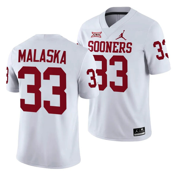 Mens Oklahoma Sooners #33 Jocelyn Malaska College Football Game Jersey White