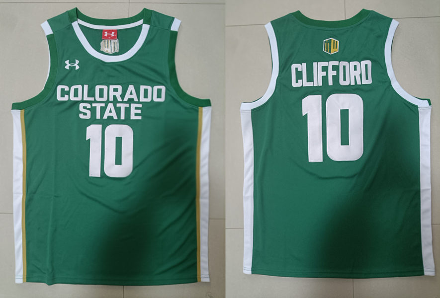 Mens Youth Colorado State Rams #10 Nique Clifford Green 2023-24 College Basketball Game Jersey