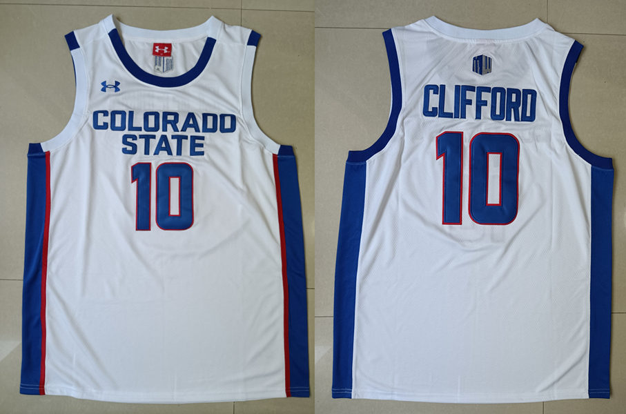 Mens Youth Colorado State Rams #10 Nique Clifford White Pride College Basketball Jersey