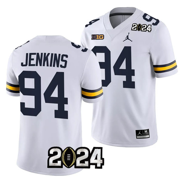 Mens Youth Michigan Wolverines #94 Kris Jenkins College Football Game Jersey White