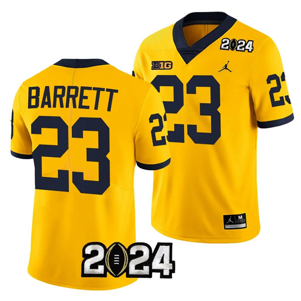 Mens Youth Michigan Wolverines #23 Michael Barrett Maize College Football Game Jersey