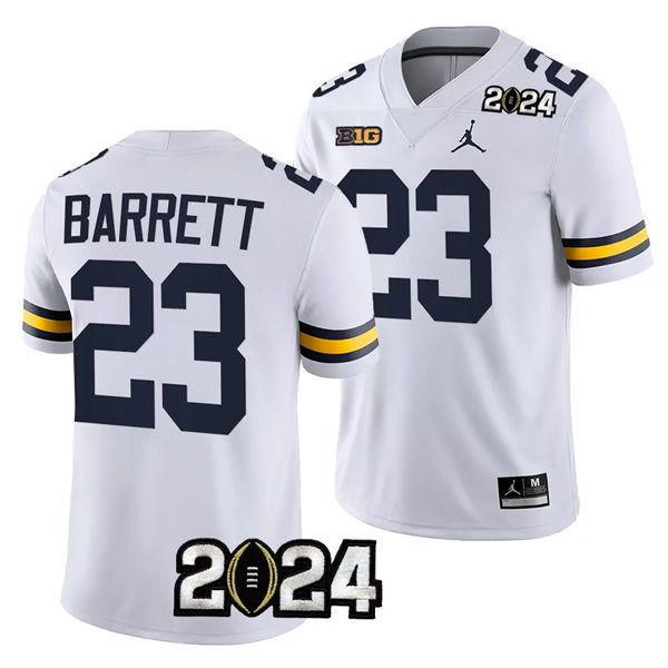 Mens Youth Michigan Wolverines #23 Michael Barrett College Football Game Jersey White