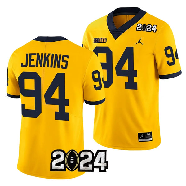 Mens Youth Michigan Wolverines #94 Kris Jenkins Maize College Football Game Jersey