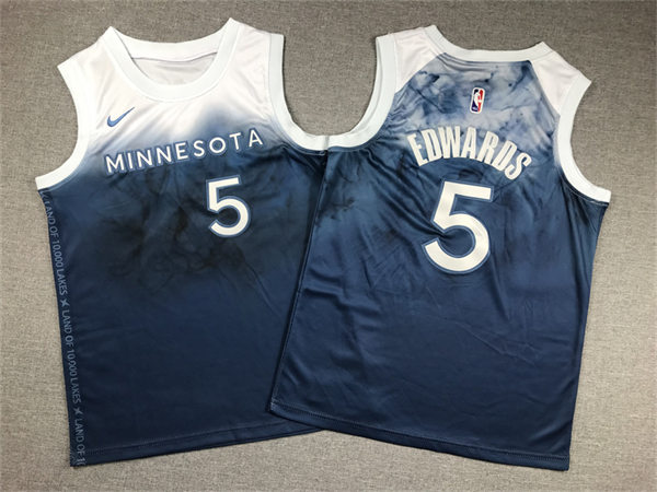 Youth Minnesota Timberwolves #5 Anthony Edwards 2023-24 City Edition Jersey Predominantly Predominantly Blue